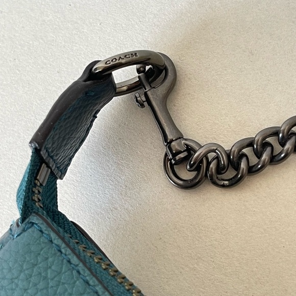 (new+card) Coach large wristlet 19 metallic dark teal fit iPhone Pro Max - Picture 6 of 12